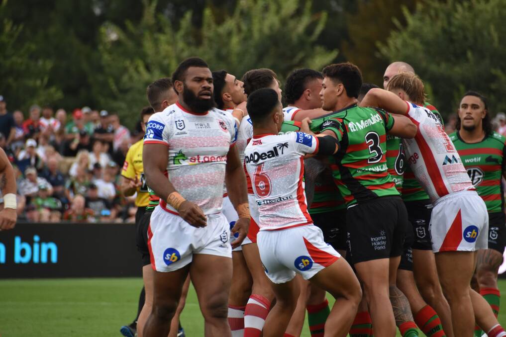 FEELING: The Dragons ended a near-decade-long run of Charity Shield outs with a win over the Rabbitohs in Mudgee on Saturday night. Picture: Ciara Bastow