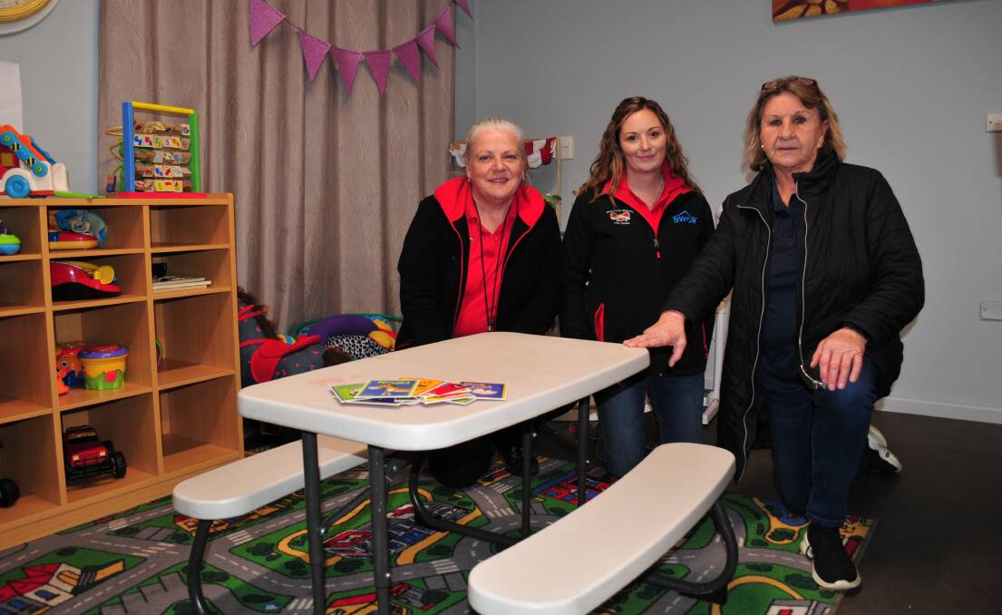 SAFE PLACE: Lorraine Murphy, Ellie Isbister and Sandra Peckham with some of the toys in the play area of the Bathurst Women and Children's Refuge.