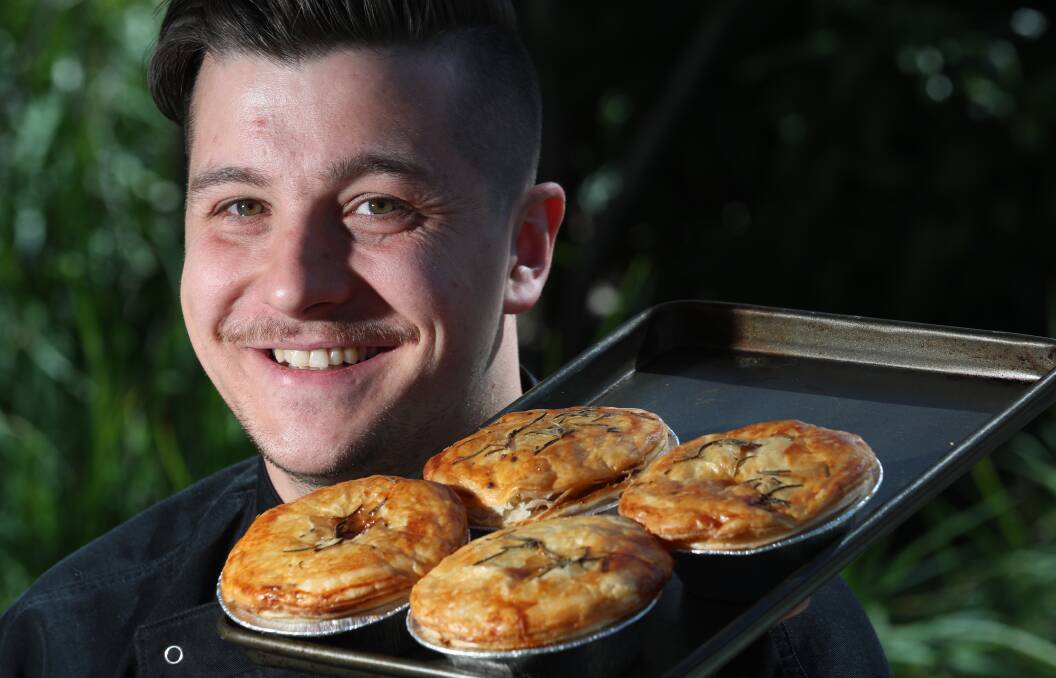 GOLD MEDAL: Matthew Clarke, chef at the Hill End General Store with his award winning, gold medal Lamb Irish Stew pies, which won gold in the Great Aussie Pie Competition.