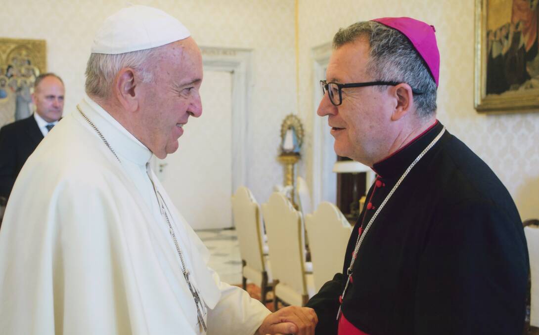 APPOINTMENT: Head of the Catholic Church, Pope Francis, with the Catholic Bishop of Cathurst, Michael McKenna. Photo: THE VATICAN