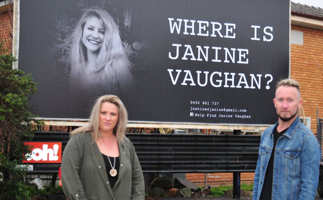 NEVER GIVING UP: Kylie Spelde and her brother Adam Vaughan standing in front of a giant billboard the family had put up in Bathurst last year.