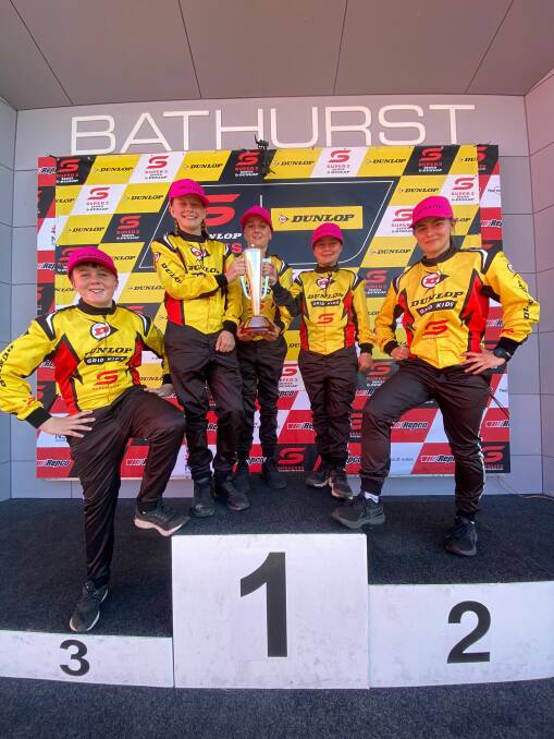 Charlie Curran (second from right) on the podium. Picture supplied