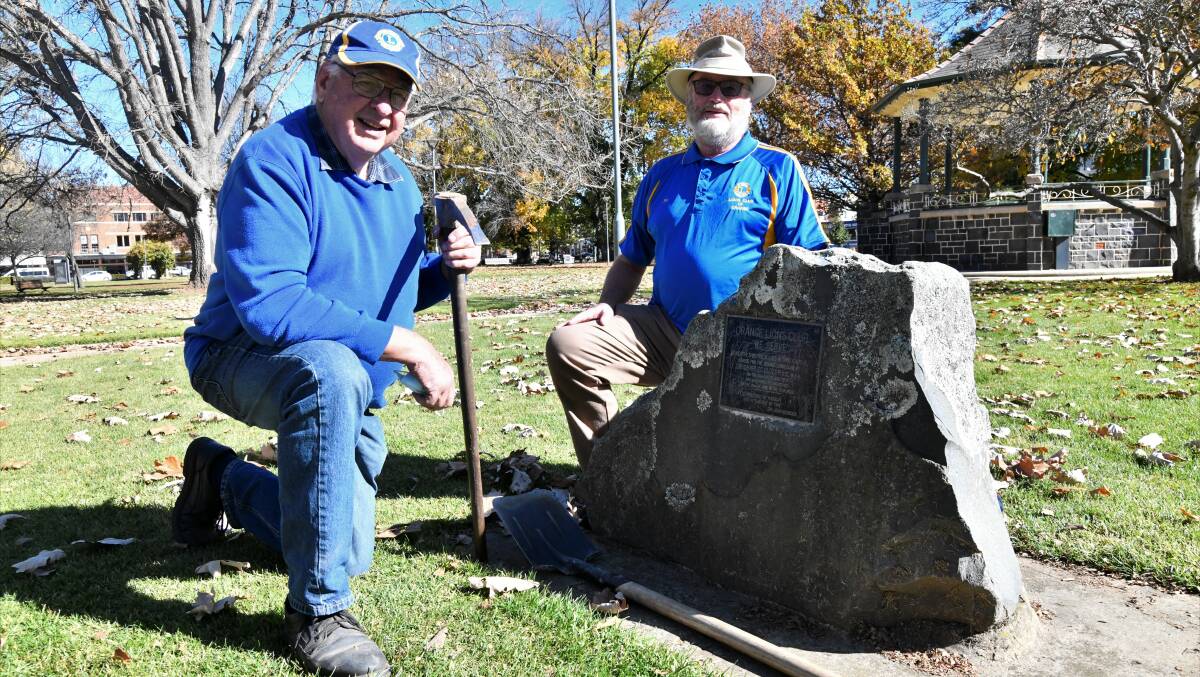 Denis Bradley and Patrick Mullins from the Orange Lions Club are keen to see what lies beneath Robertson Park. Picture by Carla Freedman.