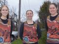 SUPPORT: Isabel Howarth, Charlotte Heath and Jade Williams will all sport Orange United's special Indigenous Round jerseys in Bathurst on Saturday. Photo: RILEY KRAUSE.