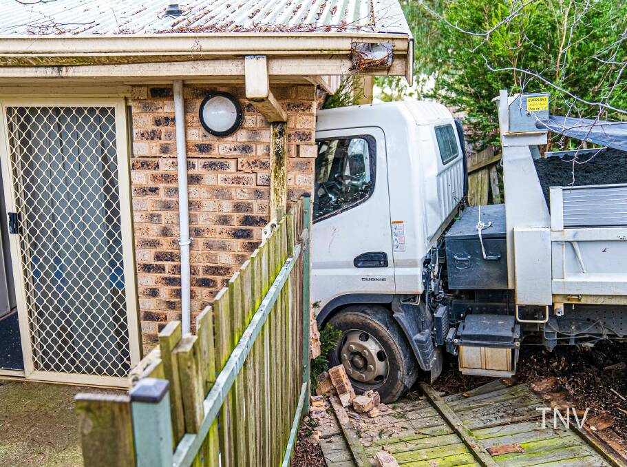 DAMAGE: The truck crashed into the bedroom wall of the retirement village. Photo: TROY PEARSON/TNV.