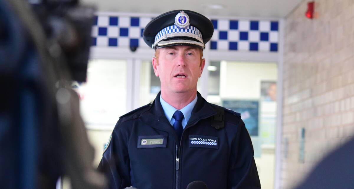 Central West Police District Superintendent Brendan Gorman addressed media on Monday afternoon after a 16-year-old girl was stabbed at Canobolas Rural Technology High School. Picture by Jude Keogh