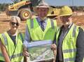 Tammy Greenhalgh, Sam Farraway and Jason Hamling at the site for the Orange Sports Precinct. Picture supplied