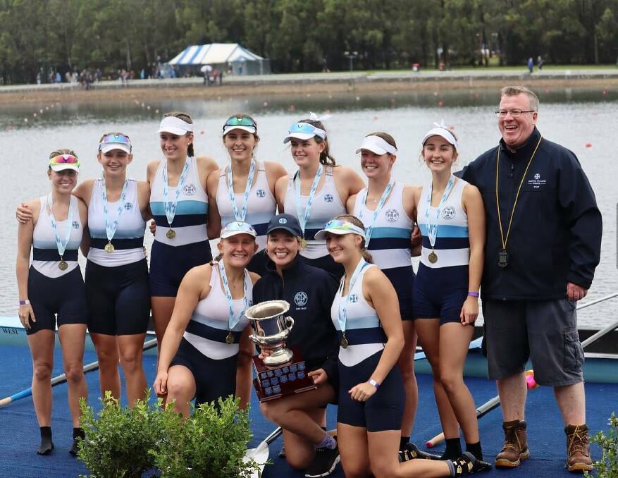 ELITE: The historic 1st VIII women's team included Georgia Robson, Annabelle Woods, Lucy Searle, Freya Neville, Hannah Richardson, Ella Kirby, Sally Carter, Isabella Scammell, Lucy Scammell and were coached by Andrew Gannon.