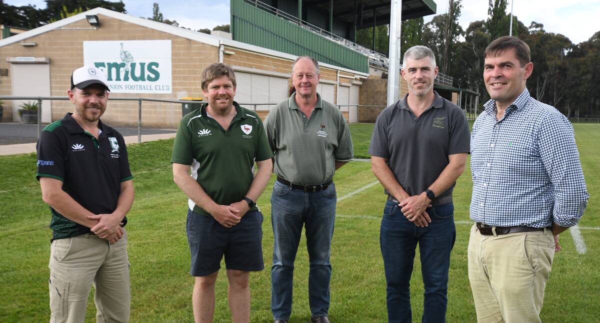 BACK AGAIN: Andrew Haydon, Matt Campbell, Jan Randall, Al Hattersley and Pete Bromley hoping for succes with Emus. Photo: JUDE KEOGH.