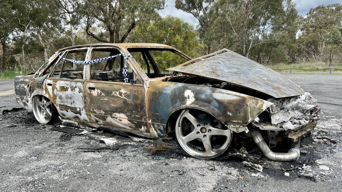 The aftermath of the fire at a carpark near Gosling Creek Reserve.