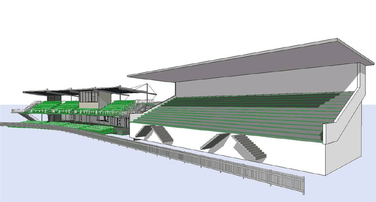 Designs by Clarke Keller Architects for a new grandstand at Wade Park produced in 2018. Picture supplied 