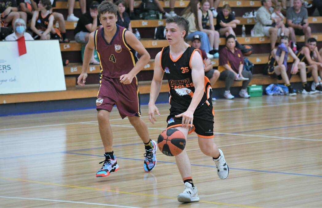 GOOD SHOWING: Jack Mahlo dribbles the ball upcourt during their dominating win against competition newcomers the Mudgee Lakers. Photo: CHRIS SEABROOK.