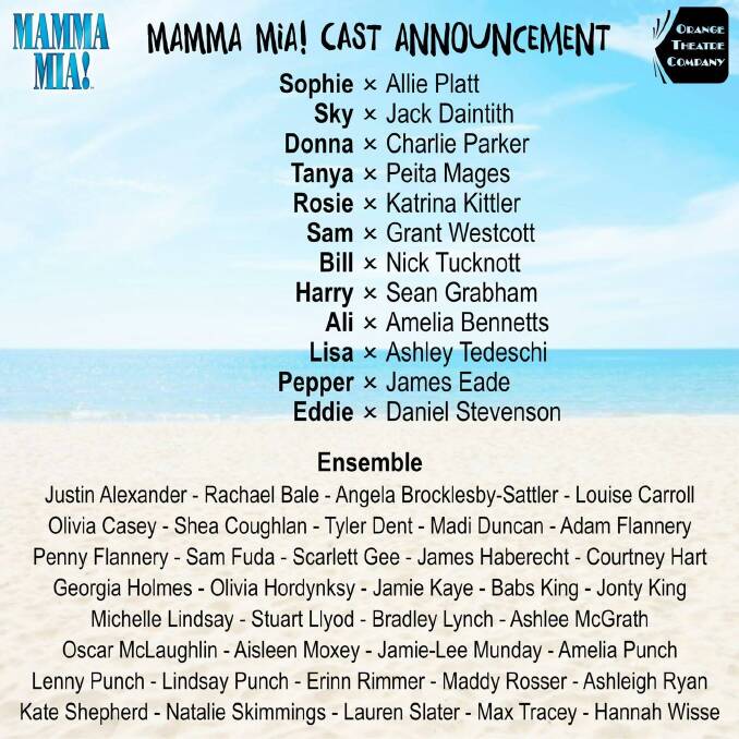 OUTSTANDING: The full cast of Orange Theatre Company's production of Mamma Mia.