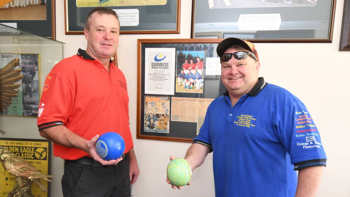 REUNION: Scott Kennedy and Glen Robinson are looking forward to seeing some old faces on Australia Day at the Orange City Bowling Club. Photo: JUDE KEOGH.