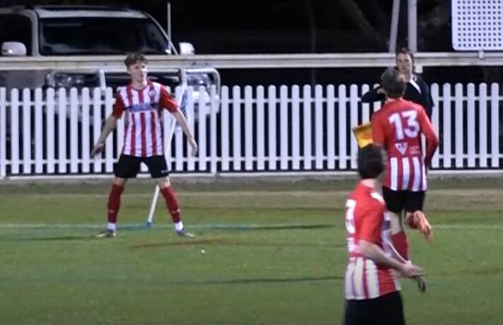 SHARE THE SPOILS: Barnstoneworth's Charlie Ross gave his best Ronaldo impersonation when he scored his side's opener against Orana Spurs. 