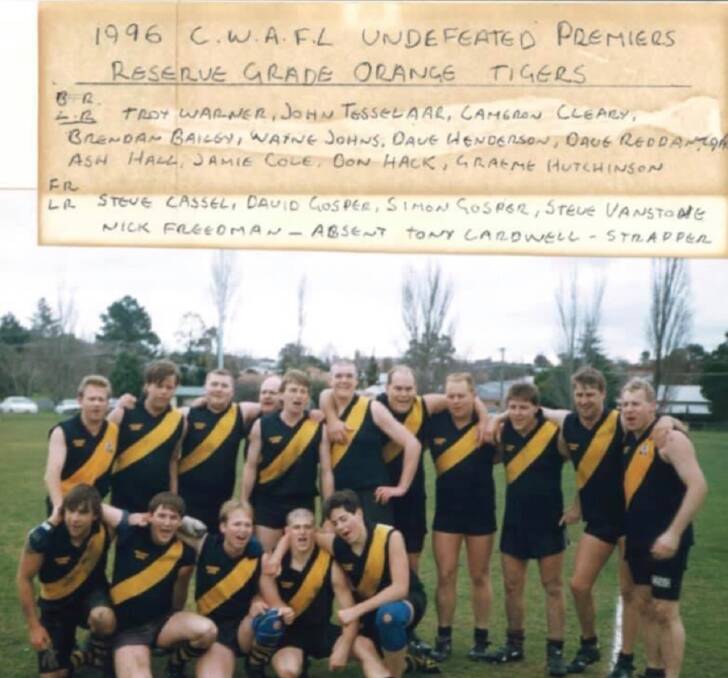 TOO GOOD: David Redden seventh from the left in the back row, celebrating and undefeated premiership season.