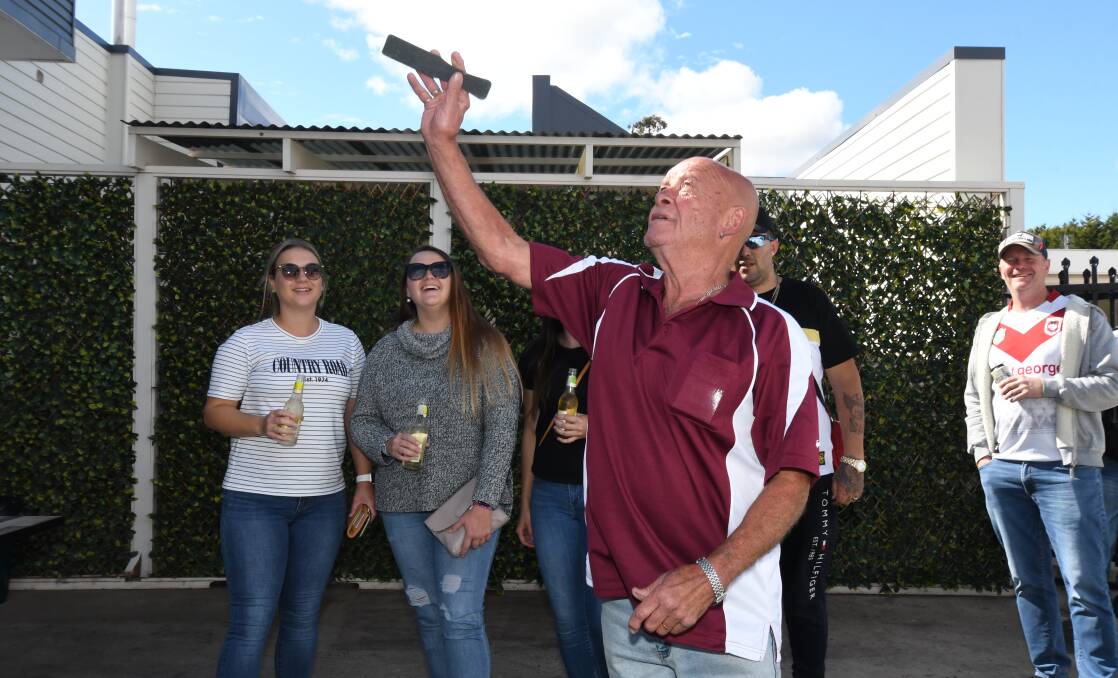 HEAD 'EM UP: Wayne Uren was on hand at the Ophir Hotel where hundreds took part in the traditional two-up game. Photo: CARLA FREEDMAN.