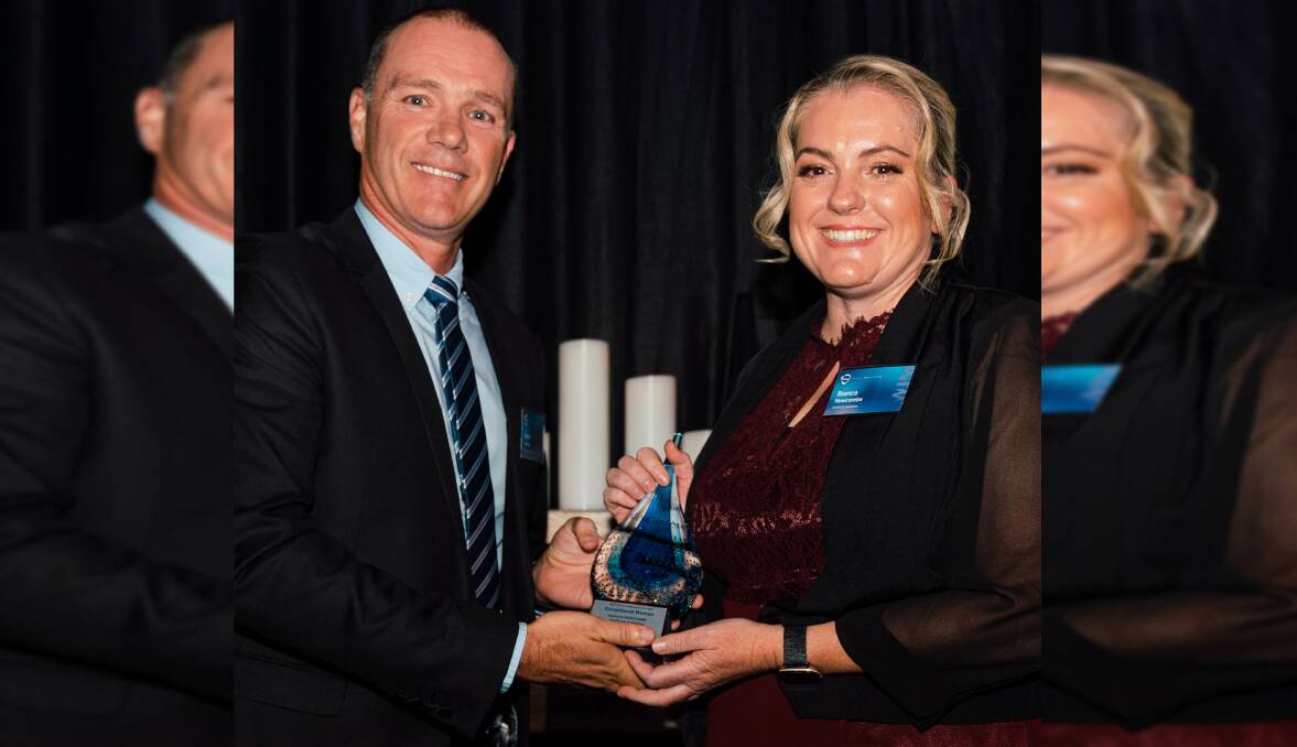 Adam Lancey, vice president of NSW Energy Coal with award-winner Bianca Newcombe. Picture supplied.