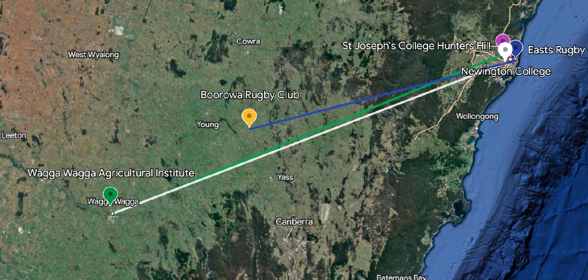 Andrew Corcoran coaching path to Boorowa. Picture by Google Earth.