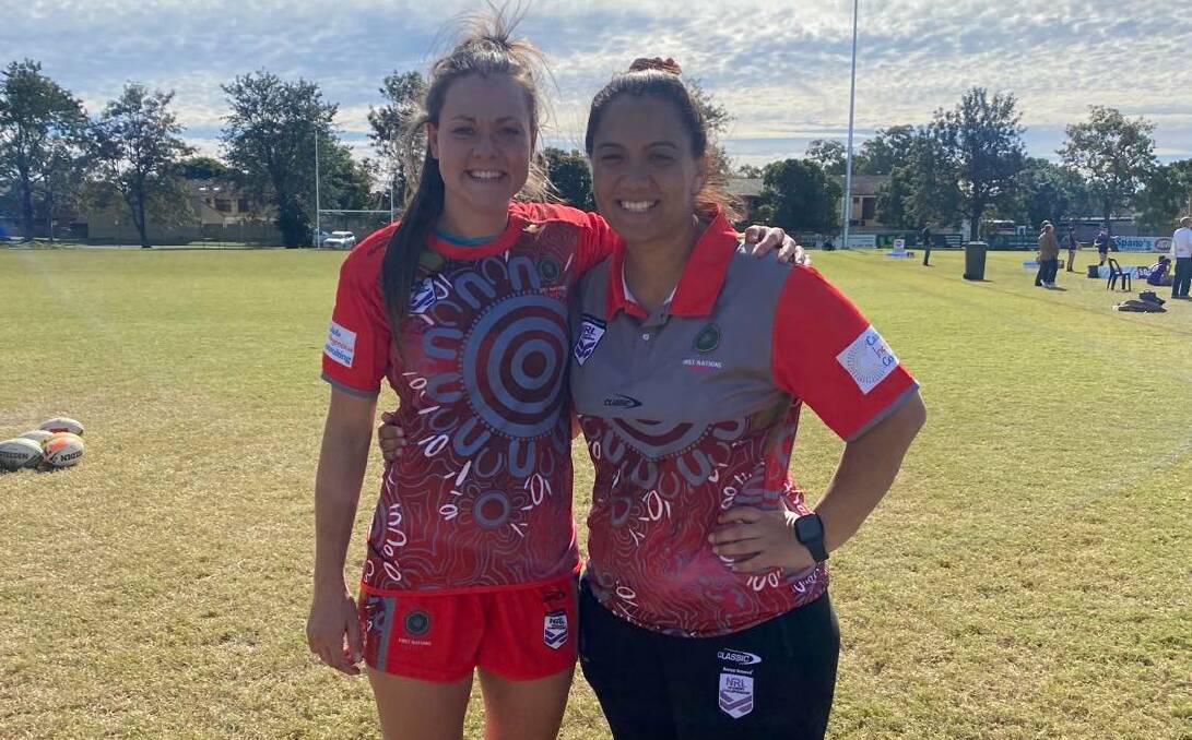 GREAT EXPERIENCE: Rebecca Ford with First Nations Gems coach Jess Skinner at the National Championships on the Gold Coast.