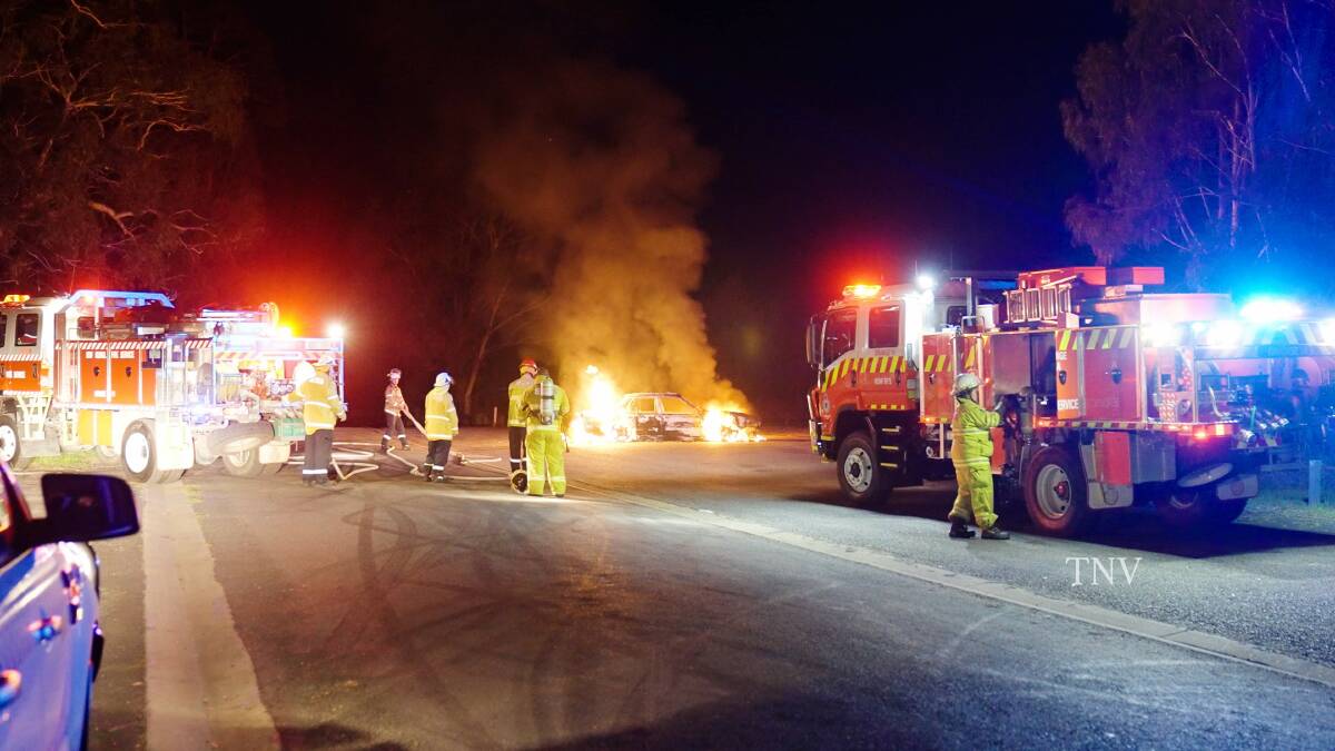The car was set alight near Gosling Creek Reserve on Monday night. Picture by Tory Pearson/TNV.