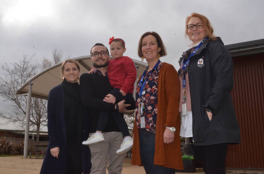 GIVING BACK: Stacey, Matt and Lara Yaroclavceff with Rebecca Walsh and Bronwyn Cooper from Ronald McDonald House Central West. Photo: RILEY KRAUSE.
