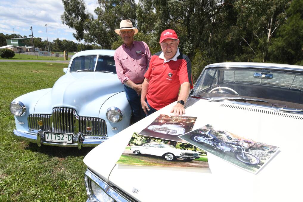 HOT START: Greg Harvey and Phil Noakes from the Gnoo Blas Classic Car Club hoping for a bumper weekend. Photo: JUDE KEOGH.