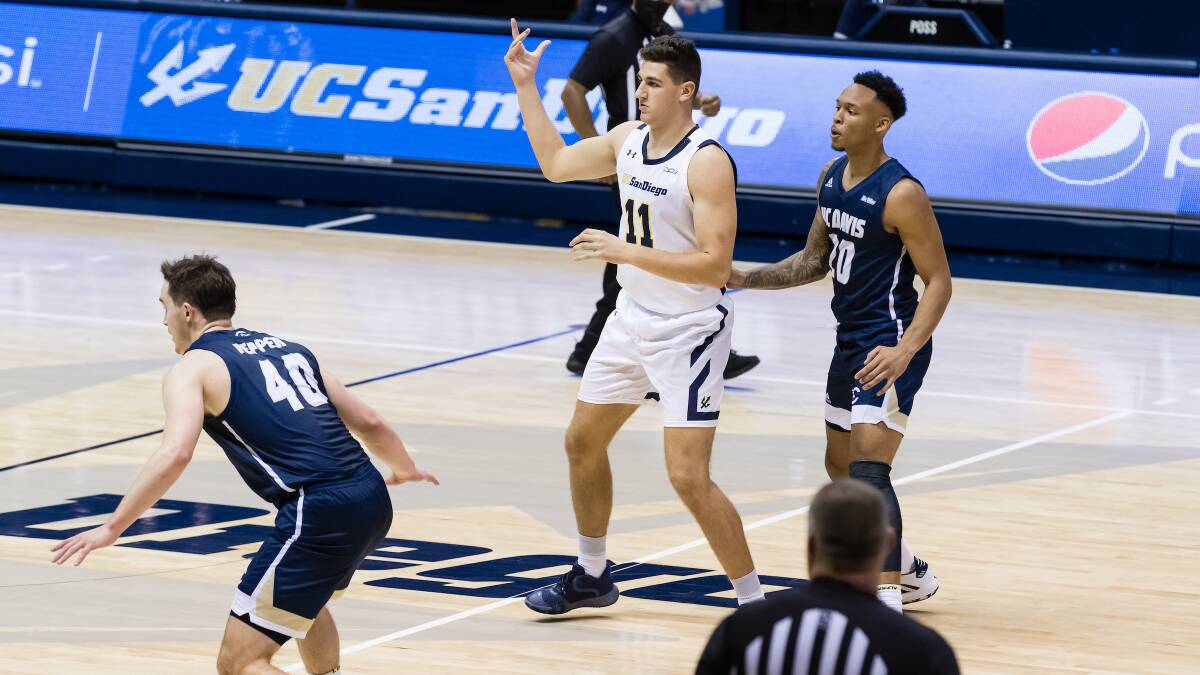 RISING STAR: Matt Gray during his first season for UC San Diego in action against conference opponent UC Davis. Photo: UC SAN DIEGO/DERRICK TUSKAN.