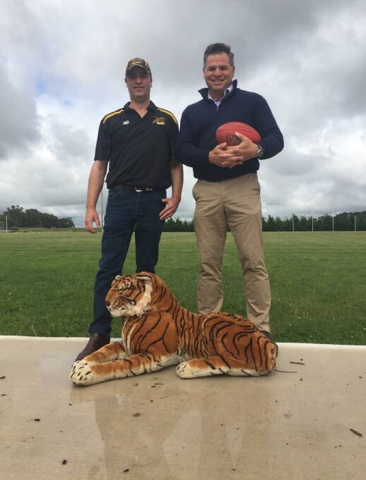 FUNDING BOOST: Mark Gibson and Phil Donato at the Waratahs site where new player shelters will be built thanks to a $5000 funding boost. Photo: RILEY KRAUSE.