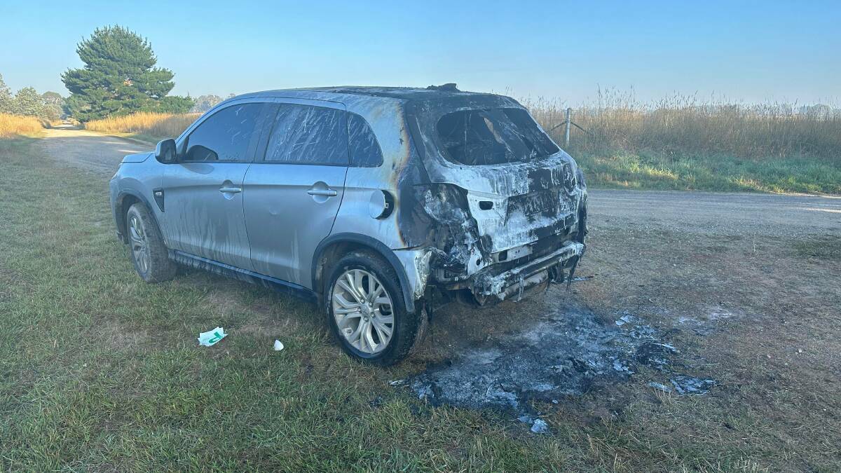 A car was set alight in Nixon Road, Spring Hill, on March 3. Picture by TNV. 