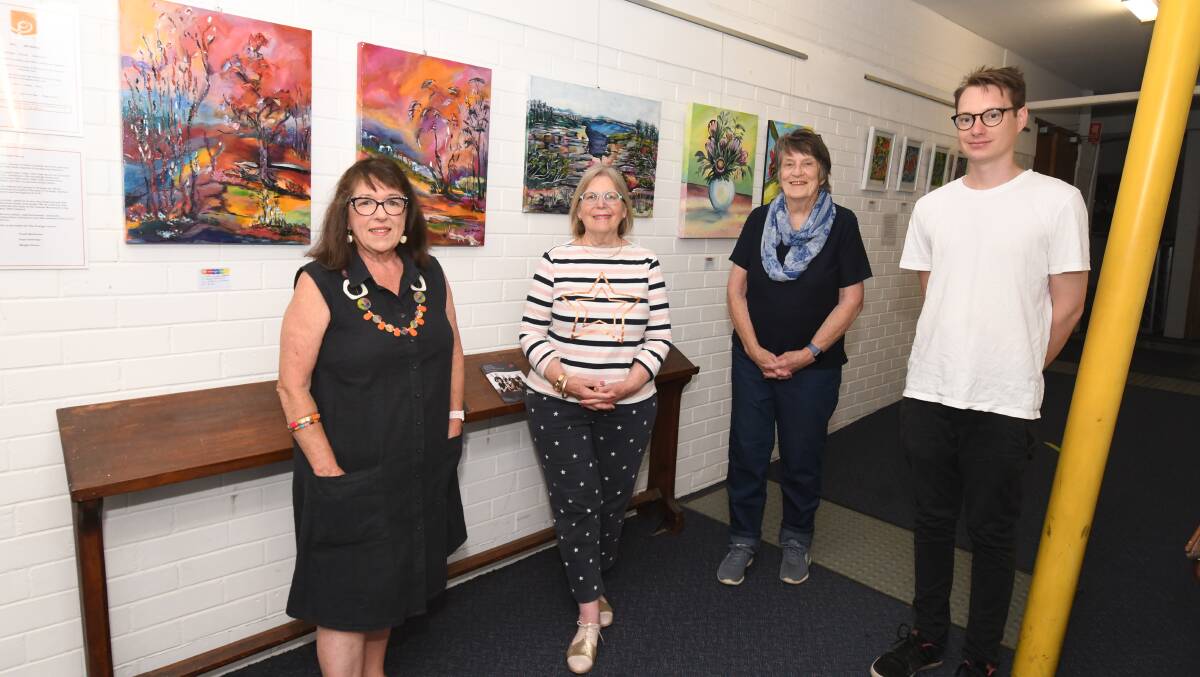 THANKFUL: Artists Fayah McKenzie, Maggie Rosso and Kaye Partridge alongside James Buchanan from the Conservatorium. Photo: JUDE KEOGH.
