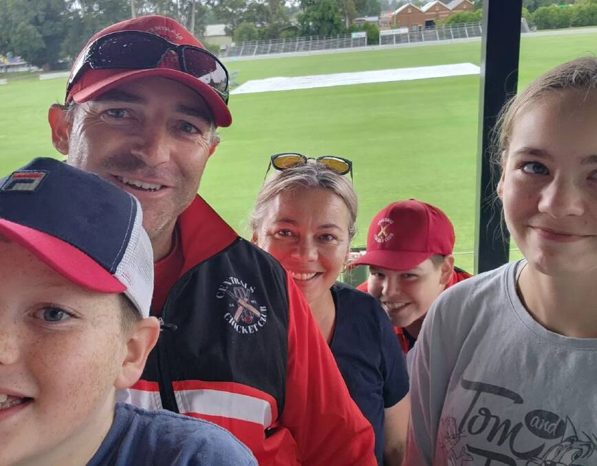 Daryl Kennewell with wife Loren and children Jorjia, Jackson and Marcus at his final game of first grade cricket. Picture supplied.