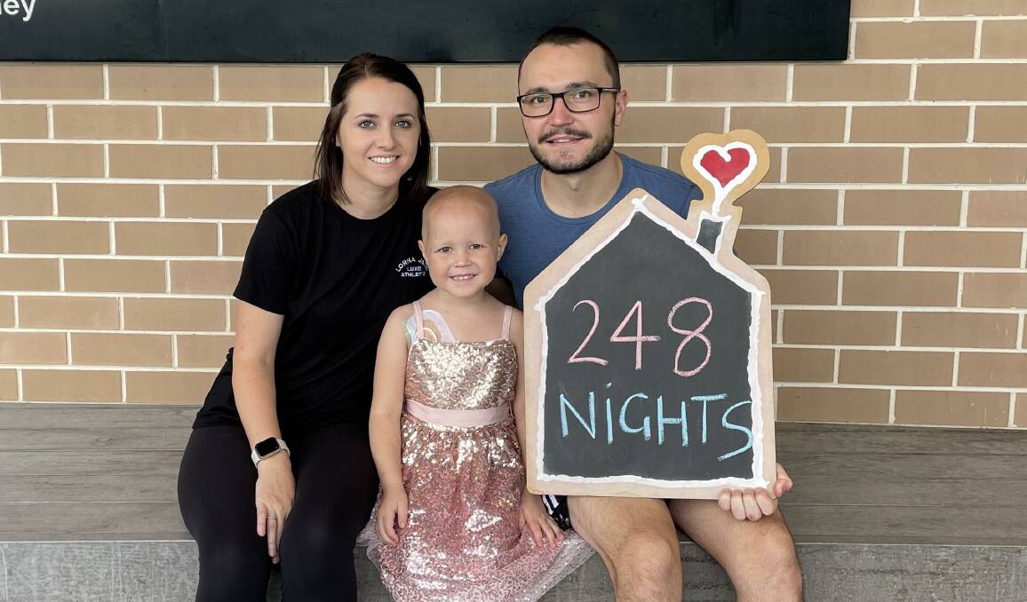 WARM WELCOME: Stacey, Lara and Matt Yaroslavceff are back home in Orange after doctors said the five-year-old was free of cancer. Photo: SUPPLIED.