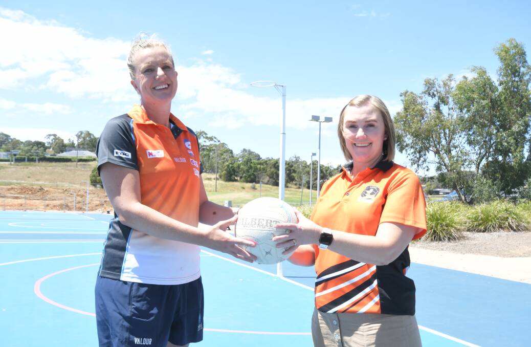SPECIAL: Mardi Aplin and Michelle George are excited about Orange hosting the Adelaide Thunderbirds and Giants Netball for the second year in a row. Photo: JUDE KEOGH.