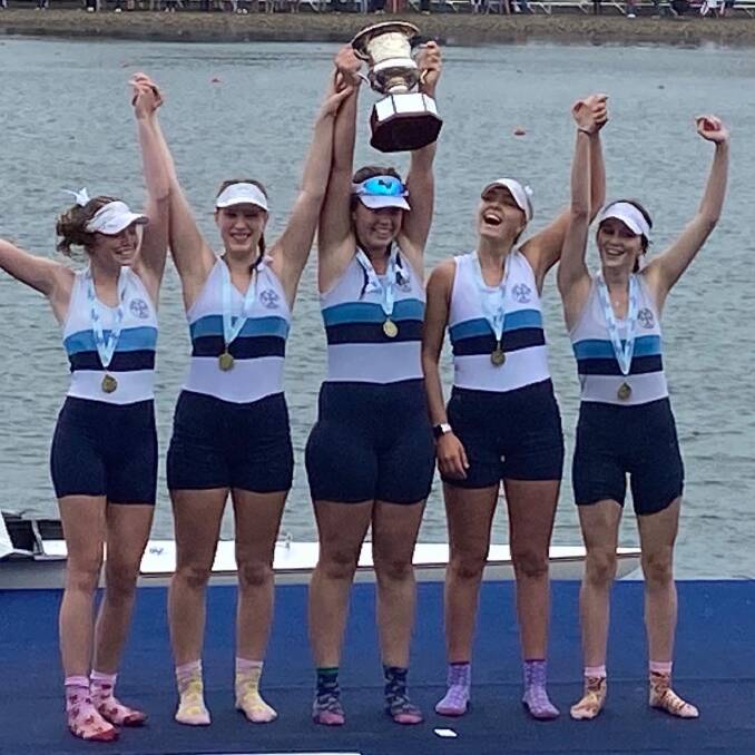 OUTSTANDING: Georgia Sweetapple, Liv Fredriksson, Ayla Ryan, Audrey Gill and Cailan McKay were part of the gold-winning Schoolgirl Four team.