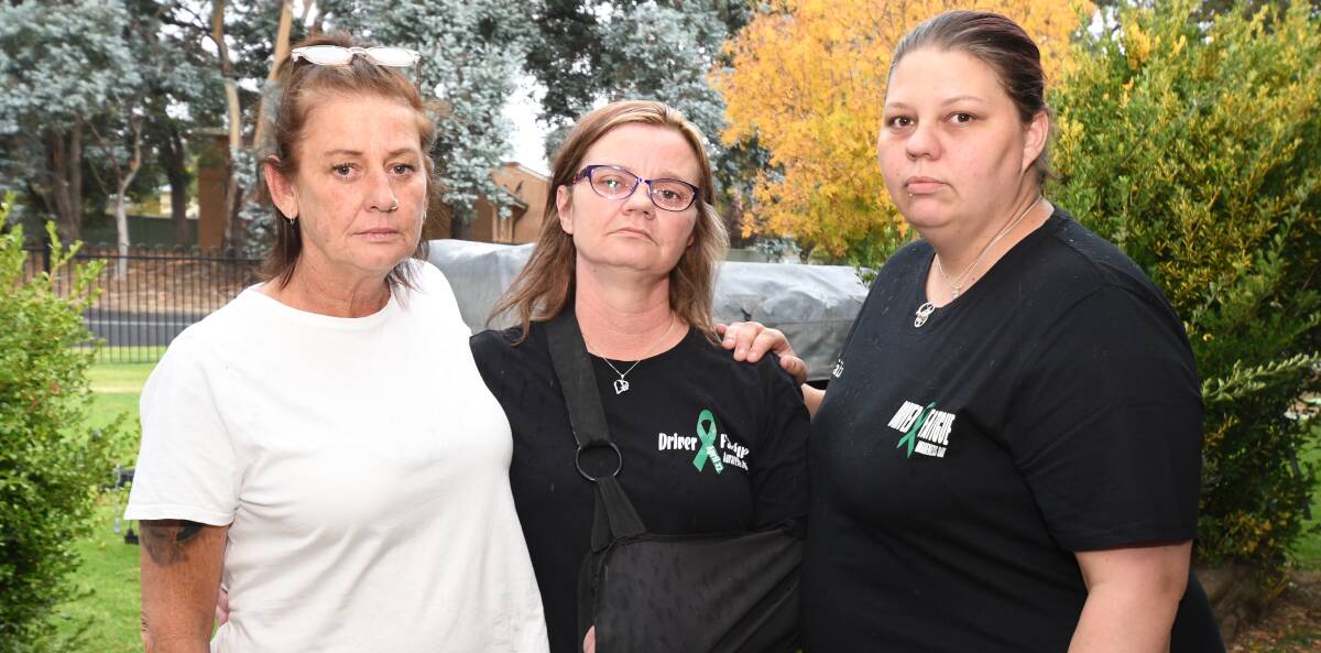 DEVASTATED: Jodie Charnock, Michelle Sligar, Tanika Pintos want to raise awareness of driver fatigue. Photo: JUDE KEOGH.
