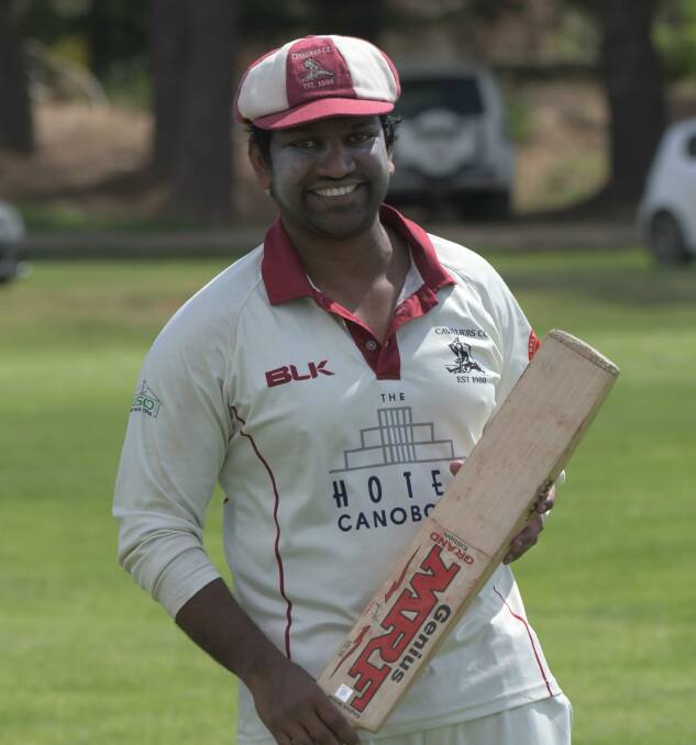 ONE TO REMEMBER: Edwin Appadurai notched his maiden century on Saturday in a comprehensive victory for Cavaliers against CYMS in the Orange and District Cricket Association second grade competition. Photo: JUDE KEOGH.