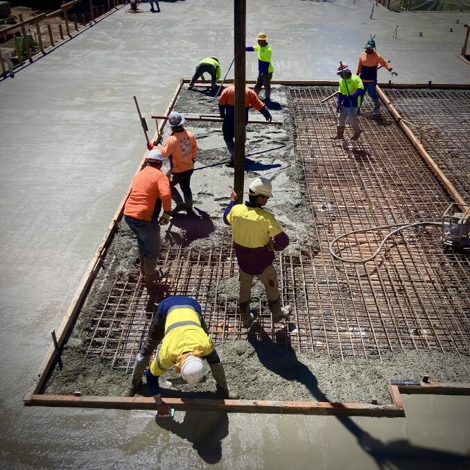 NEXT PHASE: Construction at the Orange Regional Gallery is being undertaken by Renascent Regional who poured the concrete slab this week.