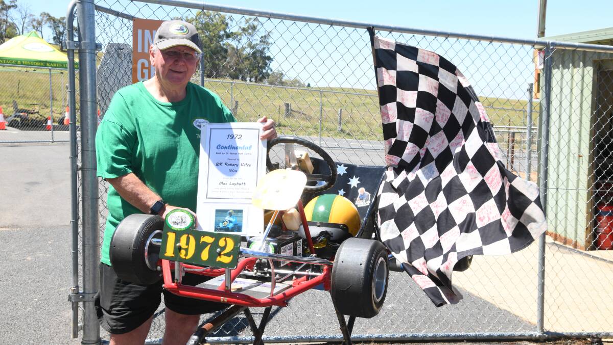 Bob Wanless with one of Max Laybutt's karts. Picture by Jude Keogh