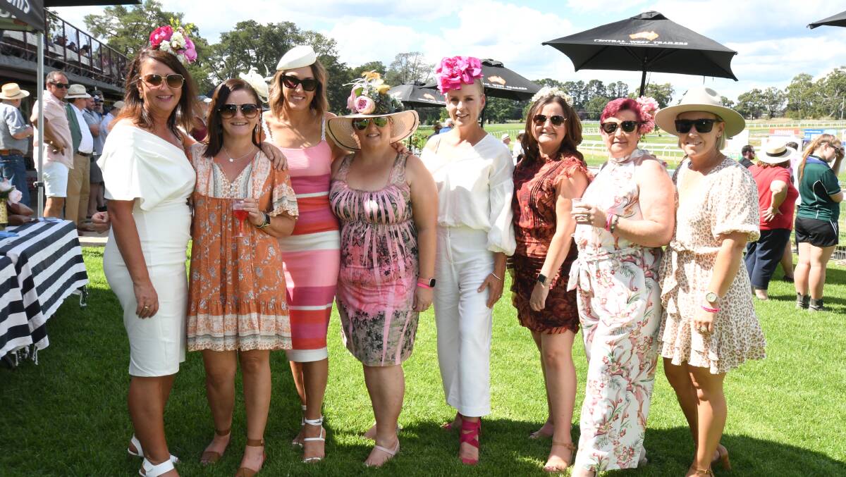 LOOKING GOOD: Suzy Murphy, Samantha Ausburn, Sizi Ferris, Penny Miller, Fiona Bawden, Vanessa Best, Tracey Galley and Renee Chugg ready for Ladies Day. Photo: JUDE KEOGH.