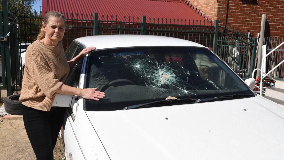 DESPICABLE: A week after a fire destroyed her home, Kelly Tanks' car was vandalised. Photo: CARLA FREEDMAN.
