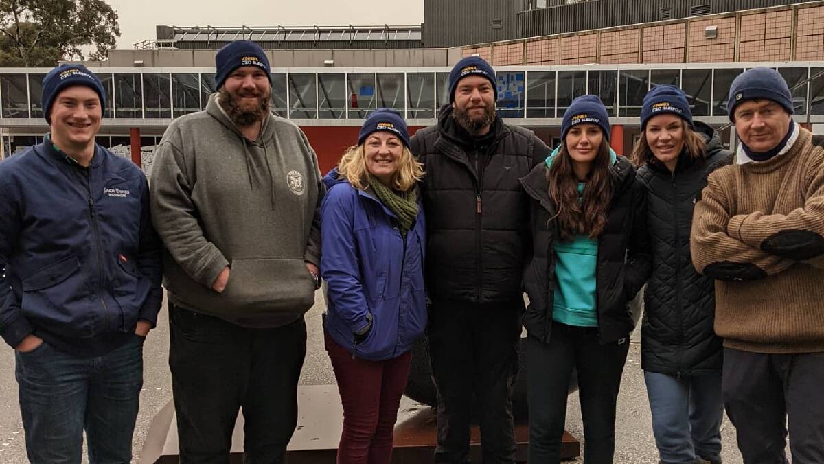 GREAT EFFORT: Jack Evans, Nic Drage, Kylie Duncan, Mitch Colton, Jessica Hickman, Katie Baddock and Andrew de Graaff all took part in the Vinnies CEO Sleep Out. Photo: SUPPLIED. 