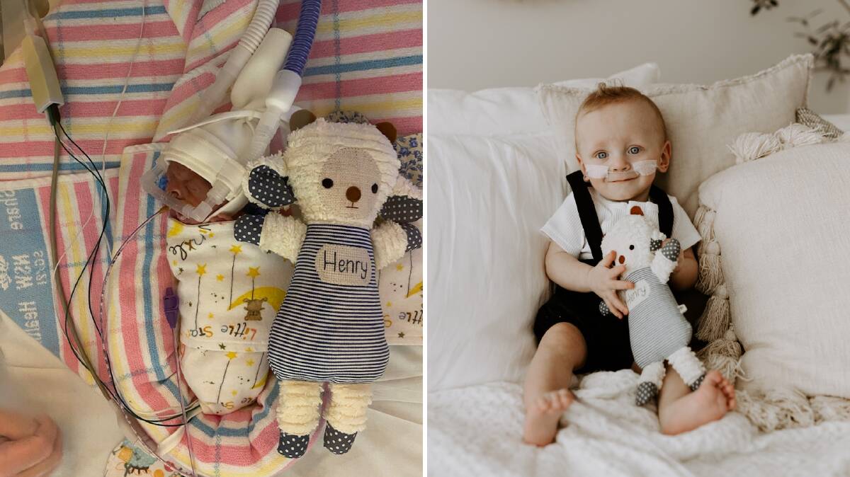 Baby Henry O'Brien at one month old compared to him at 12 months old. Pictures supplied.