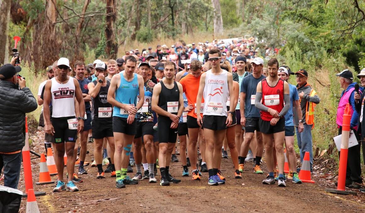 Competitors preparing to brave the 11km track at the 2022 Great Volcanic Mountain Challenge. Picture supplied.