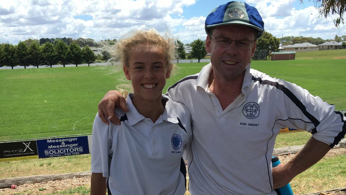 Daughter and dad Phoebe and Andrew Litchfield created a bit of history in 2016 when they batted together for Kinross against Waratahs. Picture by Catherine Litchfield