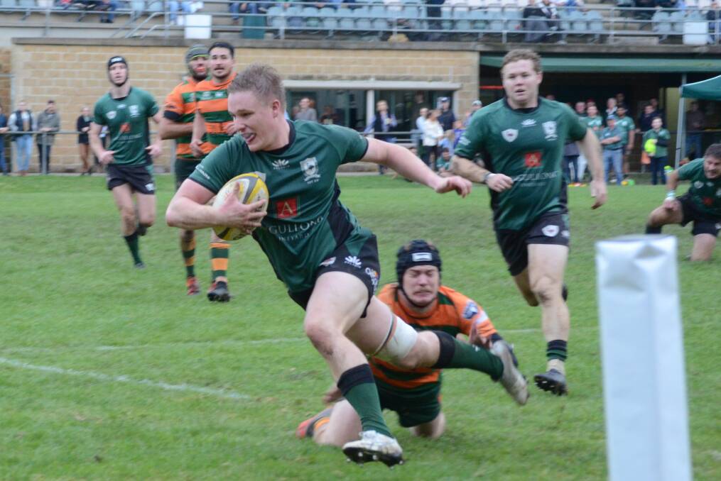 QUIET THE CROWD: AJ McNiven bagged a try for Emus against his old Orange City side during derby weekend. Photo: RILEY KRAUSE.