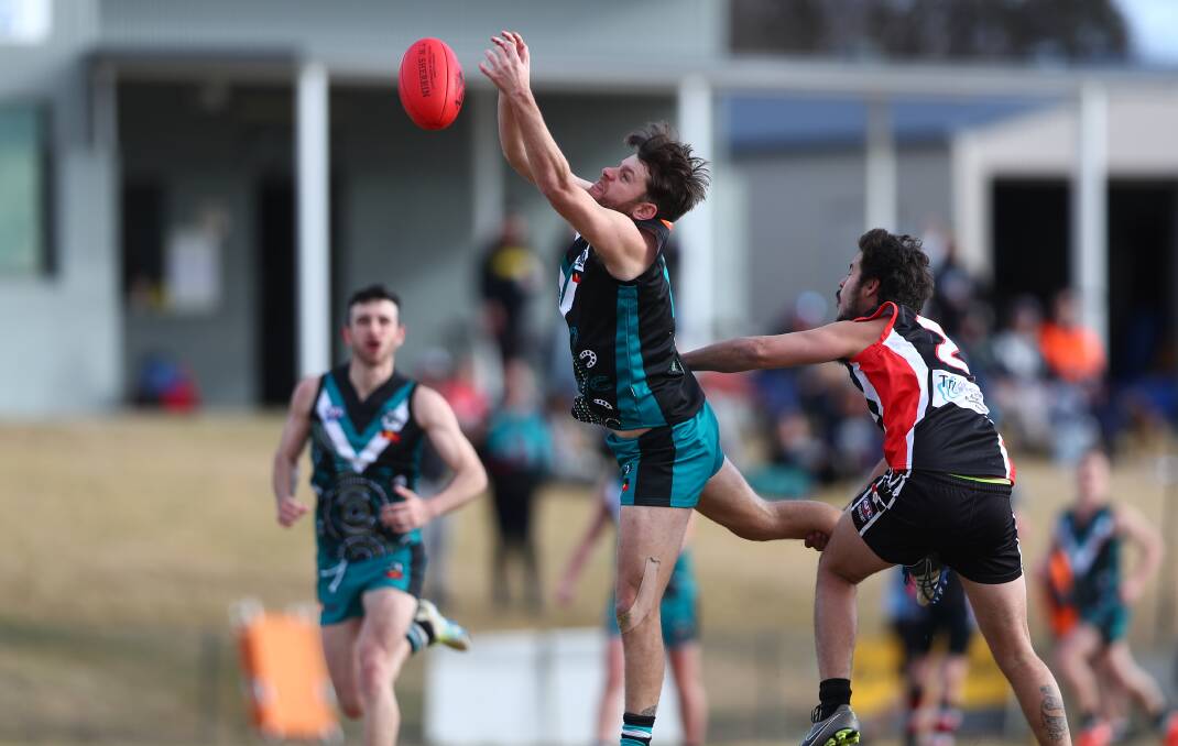 BIG GAME: Tim Hunter kicked 10 goals for the Bathurst Bushrangers Outlaws in their comfortable home win over the Young Saints. Photo: PHIL BLATCH