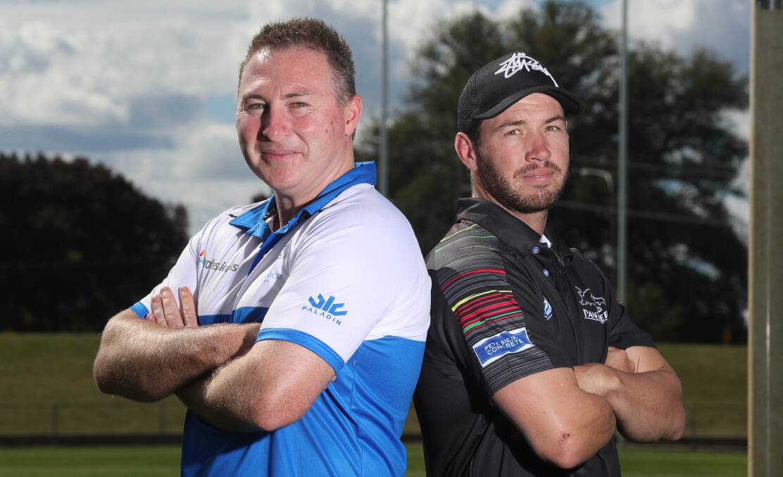 IN HONOUR OF: St Pat's captain-coach Luke Branighan and his Panthers counterpart Doug Hewitt, ahead of Saturday's Anzac derby. Photo: PHIL BLATCH