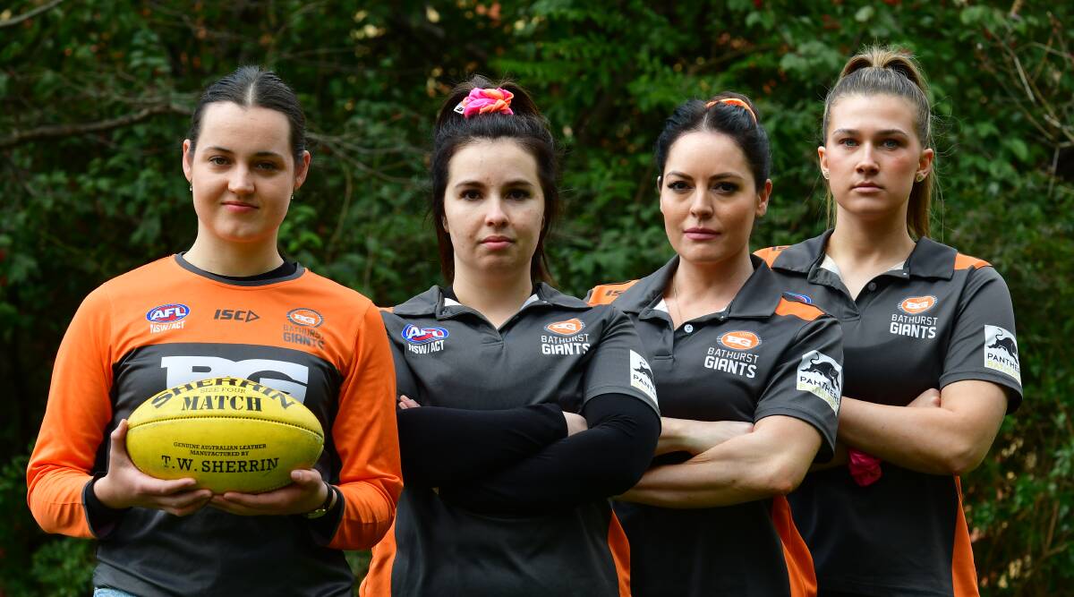 Emily Press, Elise Gullifer, Jayarna Kay and Olivia Johnston are looking to defend their AFL Central West senior women's title on Saturday. Picture by Alexander Grant.