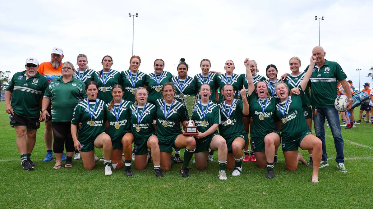 The Western Rams celebrate their NSW Rugby League Women's Country Championships title. Picture by Bryden Sharp Photography.